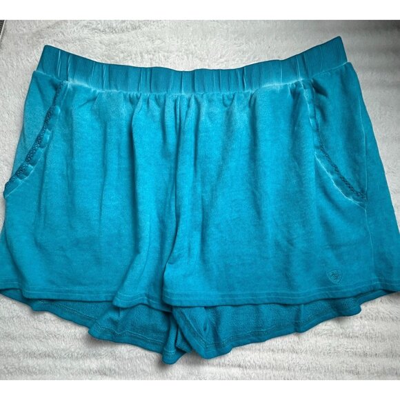 Ariat Womens Turquoise Lounge Sun kissed Shorts Small Elastic Waistband Pockets - Picture 1 of 8